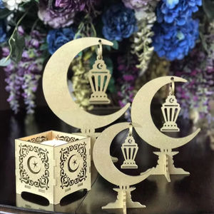 Set of 3 Islamic Wooden Murals for Home Decoration Ayatul Kursi and Quran Wall Art with Hanging Function and Plant Pattern - Product Image 2