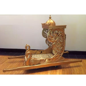 Estilo de pavo real dorado nupcial Doli/Palki boda Metal tallado Pavo Real Doli/Palki elegante boda hindú Pavo Real Doli - Product Image 3