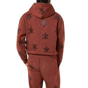 Survêtement avec strass pour l'hiver, survêtement chaud en coton de qualité supérieure avec logo personnalisé, survêtement respirant avec strass pour hommes, nouvel arrivage - Product Image 6