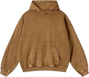 เสื้อฮู้ดดี้โอเวอร์ไซส์ผ้าฝ้ายปักลายวินเทจ 100% ทรงยูนิเซ็กซ์ ล้างสีแบบแอซิดวอช พร้อมดีไซน์ทำสีซีดแบบดิสเทรส - Product Image 3