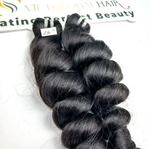 มัดผมมนุษย์ลอนหลวมธรรมชาติผมลอนแบบสองชั้นทำจากเวียดนามไม่พันกัน - Product Image 1
