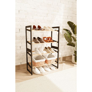 Sinbo Fix-2046-1 Modern Black <b>Wooden</b> <b>Shoe</b> <b>Rack</b> with Rods Multi-Purpose Closet Accessory 65cm Height 20cm Depth - Product Image 3