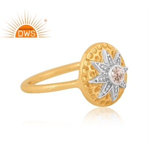 Último diseño hecho a mano 18K chapado en oro Natural Topacio blanco piedra preciosa anillo apilable Demi joyería fina para mujer regalo para ella - Product Image 2