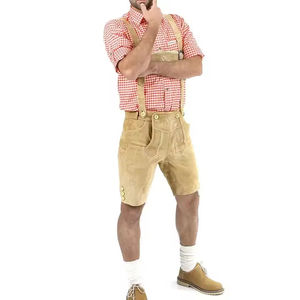 กางเกงขาสั้น lederhosen สำหรับผู้ชายสายหนังแท้ปรับได้สไตล์ถนนสูงเย็บปักถักร้อยที่สมบูรณ์แบบ Oktoberfest เทศกาลคาร์นิวัล - Product Image 5