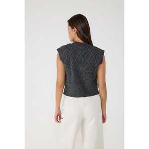 Suéter de Punto Crochet sin Mangas con Patrón Geométrico Informal, 100% Acrílico - Product Image 4