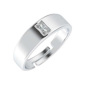 NOVAMART Fine Premium 925 Pure Sterling Silver <b>Men's</b> <b>Rings</b> Rhodium Plated <b>Emerald</b> Cut Diamond Geometric Setting Jewelry for Gift - Product Image 1