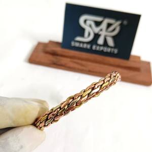 Brazalete de Cobre Trenzado de Doble Capa, Ajustable, Diseño de Cadena Entrelazada, Hecho a Mano, Ligero, para Hombres y Mujeres - Product Image 4