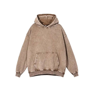 Pull à capuche pour hommes, gris délavé à l'acide 100% coton, vêtements de rue délavés au soleil, double couche cousue, déchiré 500 Gm, poids lourd personnalisé - Product Image 6