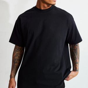 T-shirt oversize en coton à épaules tombantes pour hommes Streetwear décontracté T-shirt uni de luxe de qualité avec logo personnalisé pour hommes - Product Image 4