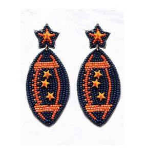 Boucles d'oreilles brodées de perles de rocaille coeur boucles d'oreilles coeur patriotique d'Inde boucles d'oreilles faites à la main pour femmes et filles - Product Image 2