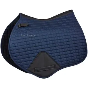 Oem Groothandel Equine Paardensport Paard Engels Alle Purpose Katoen Boor Voorgevormd Zadel Pad Dark Navy Blauwe Kleur Bijpassende Trim