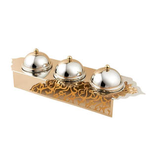 Arabic Style Metal Date <b>Bowl</b> Middle East Hammer Design <b>Lid</b> Stand Golden Finish Modern Luxury Serveware Chocolate Date <b>Bowls</b> - Product Image 4