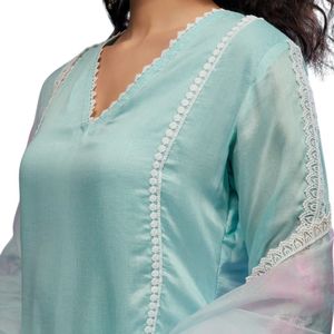 ชุดสูทพาลาซโซสีฝุ่นสีฟ้าผ้าวิสคอสเสื้อผ้าพื้นเมืองสำหรับผู้หญิงเสื้อผ้างานปาร์ตี้ออกแบบได้ตามต้องการ - Product Image 4