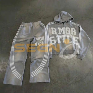 2025 Unisex personalizado de alta calidad transpirable de gran tamaño Puff estampado chándal 100% algodón Casual ropa de invierno de talla grande patrón sólido - Product Image 2