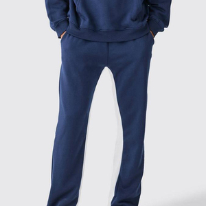 Conjunto de Sudadera con Capucha Azul Marino para Hombre, Corte Holgado, Forro Polar, Estampado de Letras, Chándal Informal con Bolsillo, Ropa de Otoño - Product Image 4