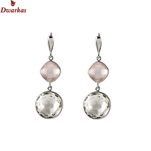Joyería fina pendientes hechos a mano 925 plata esterlina cuarzo rosa multi piedras preciosas lágrima bisel pendientes joyería Mujer - Product Image 2