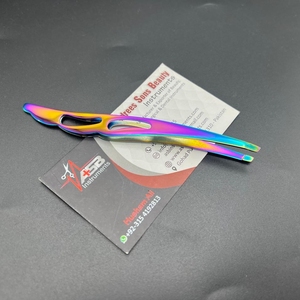 Pinces à épiler professionnelles ASB personnalisées avec logo, durables, légères, en acier inoxydable, inclinées, carrées, pointues, arc-en-ciel, multicolores - Product Image 1