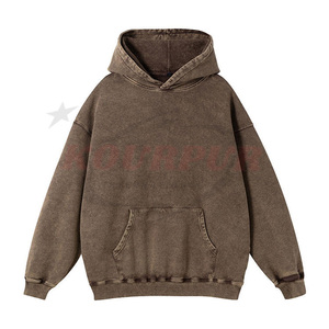 Sudadera con capucha personalizada Trabajo de otoño e invierno 330 GSM Ropa mezclada de algodón lavado con ácido Sudadera con capucha Abrigo Estampado Sudadera con capucha de manga larga - Product Image 4