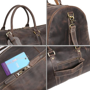 2025 Available Genuine Leather Waterproof Travel Training Bag Custom Logo Vintage Style Durable Lightweight <b>Adjustable</b> <b>Strap</b> - Product Image 4