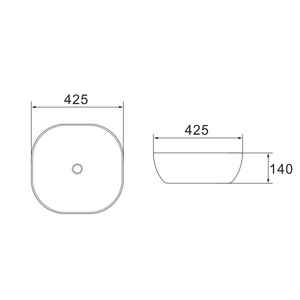 Lavabo carré en céramique blanche de 42 cm pour comptoir - Product Image 3