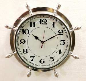 Reloj de pared de ojo de buey de barco de aluminio personalizado con acabado de latón náutico niquelado Reloj de pared de decoración del hogar proveedor indio - Product Image 2