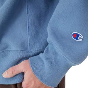 Sudadera de cuello redondo de poliéster/algodón de peso pesado para hombre, tejido inverso de invierno con estampado Digital teñido liso - Product Image 5