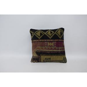 Multicolor Bohemian Patchwork Kilim Pillow 16x16 Inch Luxury Woven Wool <b>Cushion</b> with Vintage <b>Print</b> for Christmas Decor Floor Use - Product Image 1