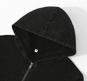 Sudadera con Capucha Negra Vintage para Hombre, Cierre de Cremallera, Algodón Grueso, Felpa Francesa, Estilo Vintage, Ropa de Estar en Casa, Ropa de Calle Moderna - Product Image 3