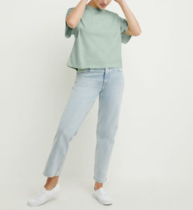 Camiseta recortada ecológica de verano con estilo para mujer, ajustada, de talla grande, lavado ácido, hombro caído, transpirable de peso pesado Premium - Product Image 4