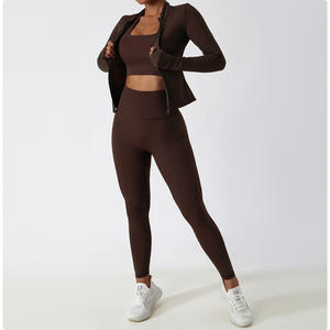 Custom Sportswear New Spandex High Waist Yoga Wear Womens <b>Gym</b> Jacket Seamless <b>Long</b> <b>Sleeve</b> Activewear <b>Set</b> - Product Image 3