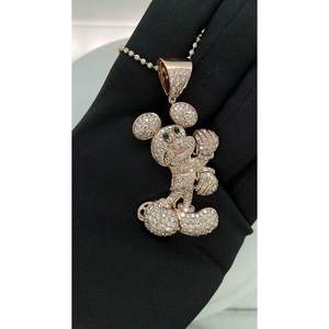 Pendentif Hip Hop Vintage en Or Véritable avec Diamants Ronds Authentiques, Breloques Diamantées Personnalisées, 2,5 Pouces, Unisexe - Product Image 1