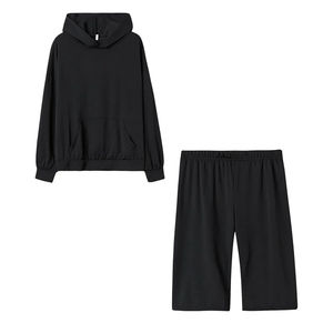 Conjunto de Jogger de 2 piezas para mujer de alta calidad, sudadera recortada con cremallera, chándal de algodón 100%, patrón sólido ecológico para el invierno - Product Image 1