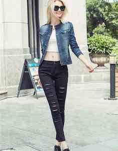 Wholesale Price Custom Logo Brand & Casual Streetwear Denim <b>Jeans</b> Women Jackets 2024 Style Denim Jacket For Ladies Cheap Price - Product Image 3