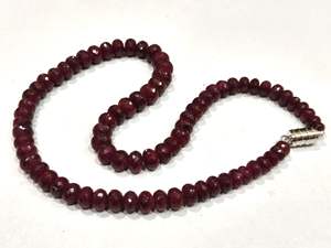 Natural Ruby Corundum Rondelle Faceted High Quality <b>Red</b> 7-9mm <b>Beads</b> Necklace with Magnetic Clasp Adjustable Length - Product Image 3