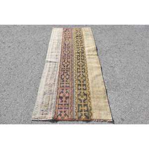 Vintage 29' X 68' Turkish Wool <b>Rug</b> Beige Brown Patchwork Design <b>Flat</b> Weave Technique 4m Wide Latex for Living Room Decorations - Product Image 1