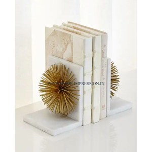 Sujetalibros de Metal de Color dorado de mármol blanco de diseño fabuloso, sujetalibros clásicos de nueva llegada, sujetalibros decorativos para dormitorio y sala de estudio - Product Image 1