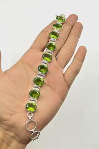 Handmade Peridot <b>Bracelet</b> Sterling Silver Jewelry August Birthstone Gift For Women Elegant Unique - Product Image 6