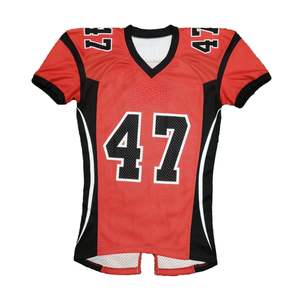 Maillot de football américain personnalisé pour hommes jeunes, rouge et noir, respirant, en maille, pour l'entraînement, l'équipe, les jeux, vêtements de football américain - Product Image 1