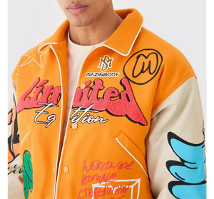 Custom Chenille <b>Patched</b> Varsity <b>Jackets</b> /Letterman <b>Jacket</b> Chenille Embroidery College <b>Jacket</b> Street Style - Product Image 3