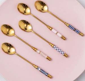 Nouveau Style coloré émaillé poignée cuillère fourchette couteau accessoires de table vaisselle métal café cuillère fourchette - Product Image 3