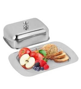Beurrier en acier inoxydable avec couvercle à prix abordable, plateau à beurre en acier avec couvercle, plateau de rangement à beurre en acier inoxydable avec couvercle - Product Image 1