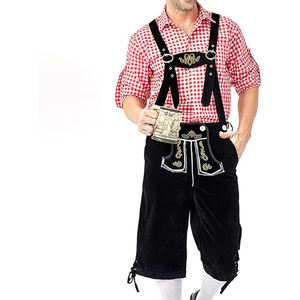 TRACHTEN auténtico alemán hombres Lederhosen cuero genuino bordado elegante Casual transpirable marrón claro media rodilla cintura botón - Product Image 5
