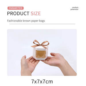 Caja de regalo con ventana visual, caja de papel Kraft con ventana de Color sólido Simple blanco, caja de dulces con cinta para ventana de embalaje de regalo pequeño de vacaciones - Product Image 2