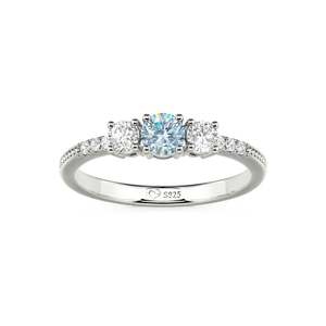 Bague de fiançailles Jeulia personnalisée à trois pierres en or 10K, 14K, 18K ou en platine avec diamants taille princesse, taille Asscher, taille radiant et taille émeraude - Product Image 3