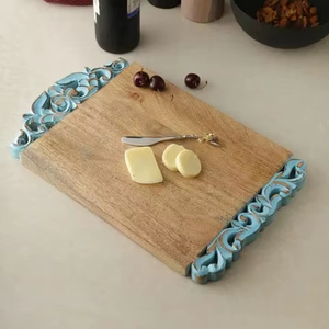 Tabla de cortar de madera con mango de diseño moderno personalizada para frutas, verduras, queso, Apto para lavavajillas, duradero, fácil de limpiar - Product Image 1