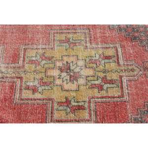 Alfombra turca de estilo Kilim de área grande de 9 'x 12', diseño de retazos rojo y amarillo, respaldo de látex, alfombra modelo de habitación de 10mm de espesor - Product Image 5