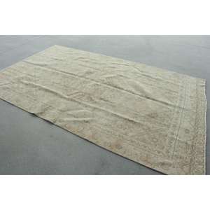 Alfombra Turca Vintage de 5,9x9,6 pies (181x292 cm), Alfombra de Lana Blanca con Diseño Floral - Product Image 4