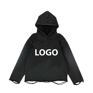 Bas Détresse 100% Coton Conception À La Mode Pull À Capuche Matériel De Haute Qualité Personnalisé Respirant Hoodies Prix De Gros - Product Image 3