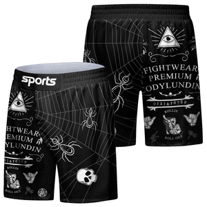 Pantalones Cortos de MMA para Hombre, para BJJ, Grappling, Jiu Jitsu, Diseño Esquelético, Pantalones Deportivos de Kickboxing - Product Image 1
