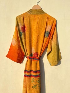 Crêpe Soie Kimono Robe Lisse En Mousseline De Soie Lounge Wear Robe De Nuit Couverture De Plage Fermeture À Cordon Taille Libre pour L'été Printemps-Douceur - Product Image 6